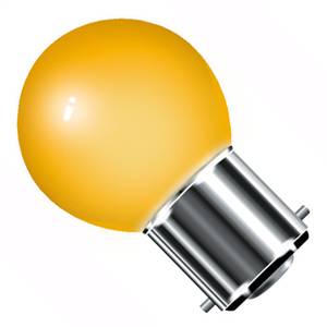 LED Golf Ball 1w Ba22d/BC 240v Calex Amber/Orange Light Bulb