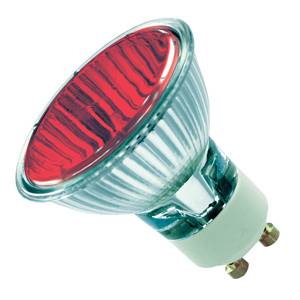 GE Lighting 240v 50w GU10 PAR16 50mm 25ø Red Aluminium Reflector Bulb.