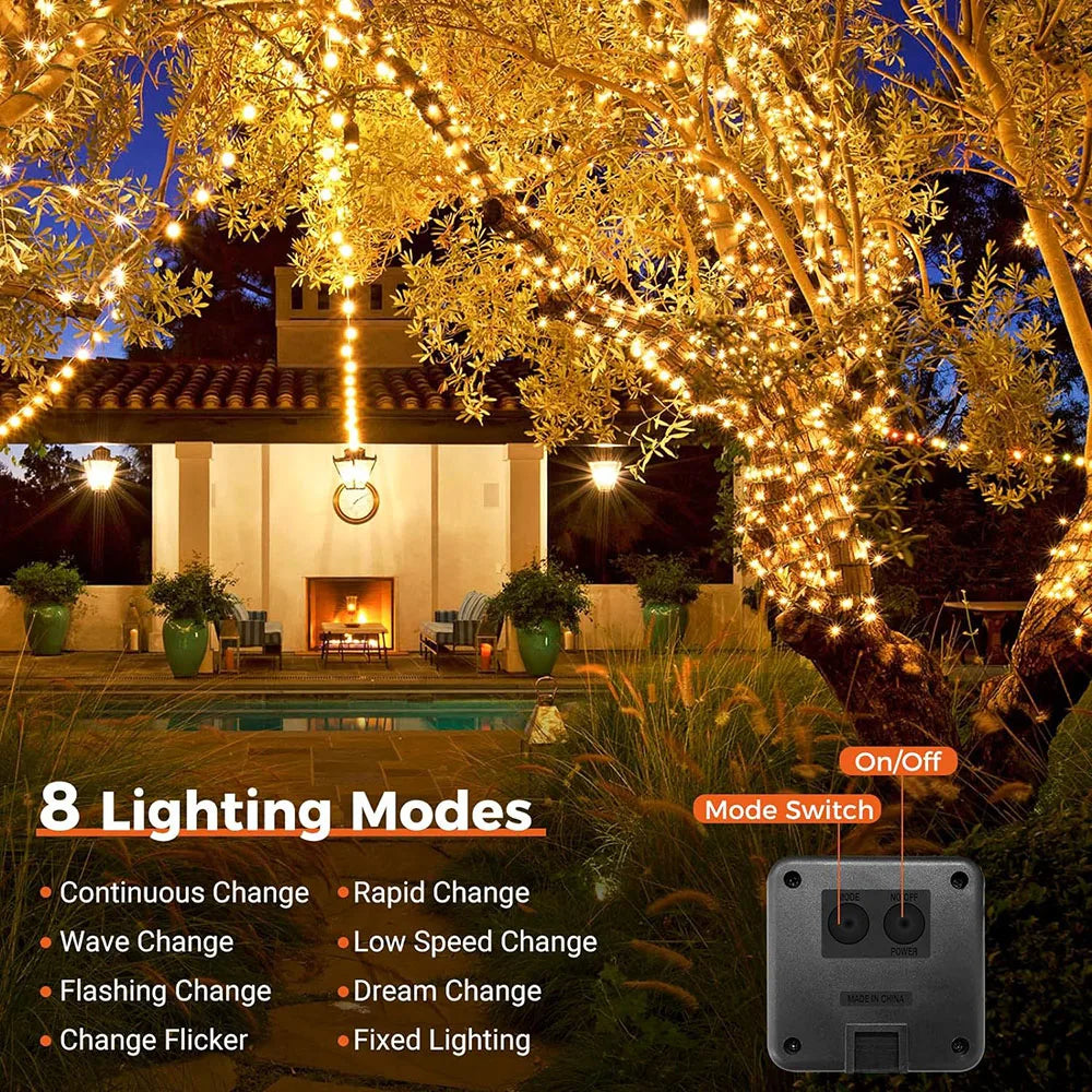 Caradok Solar String Lights Outdoor - 8 Lighting Modes - Extra Long 30m with 300 LEDs - IP65 Waterproof Fairy Lights