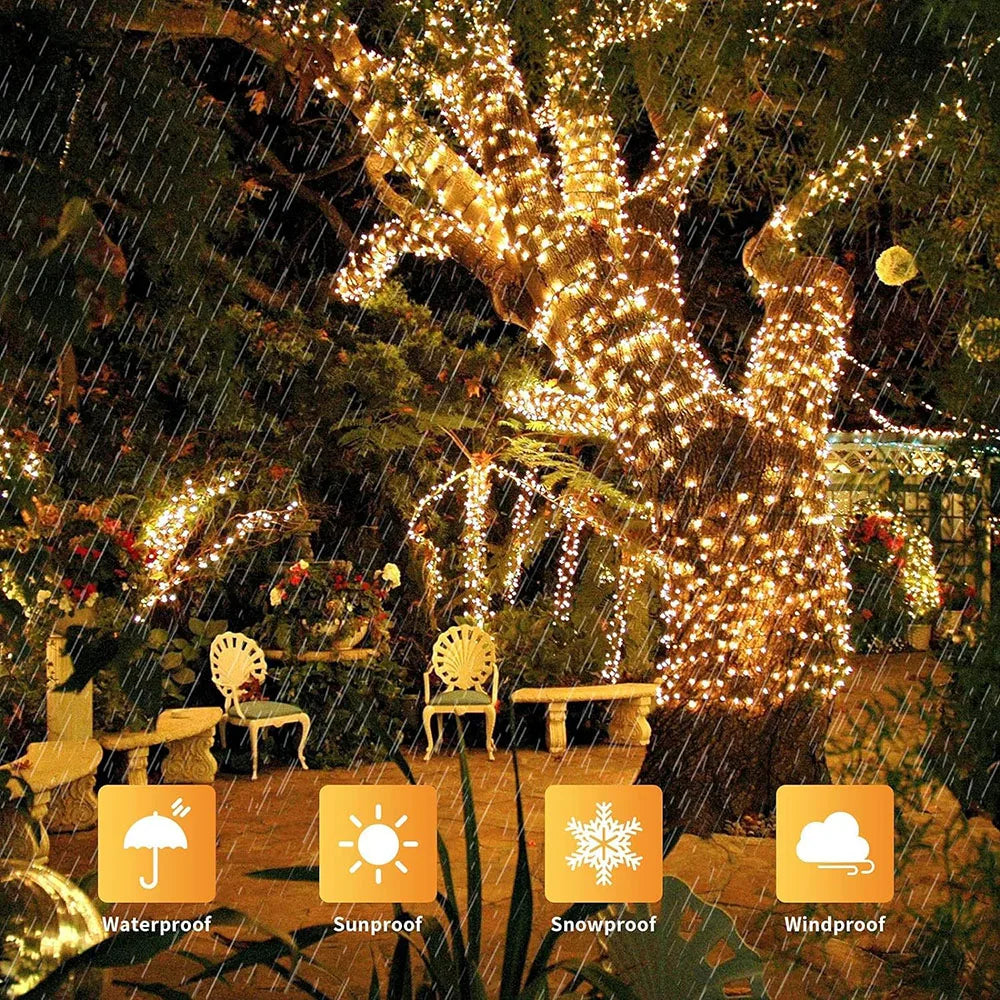 Caradok Solar String Lights Outdoor - 8 Lighting Modes - Extra Long 30m with 300 LEDs - IP65 Waterproof Fairy Lights