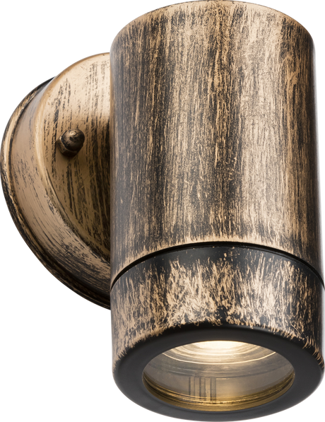 Knightsbridge EA1BB EAMON - 230V IP54 GU10 Polycarbonate Single Wall light - Brushed Brass Outdoor Lighting Knightsbridge - Sparks Warehouse