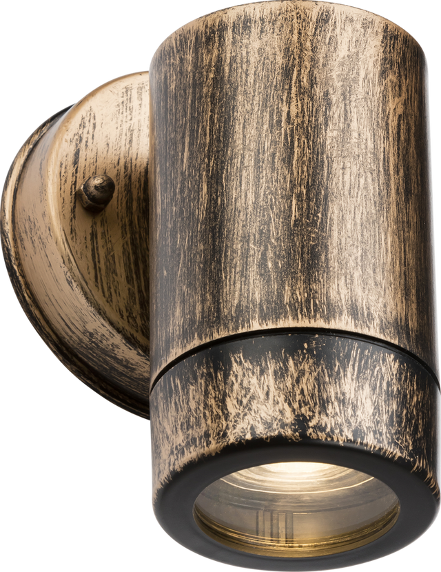 Knightsbridge EA1BB EAMON - 230V IP54 GU10 Polycarbonate Single Wall light - Brushed Brass Outdoor Lighting Knightsbridge - Sparks Warehouse