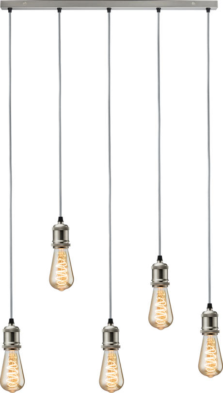 Knightsbridge CALVI5BBC CALLA - 230V E27 Vintage 5 Light Bar Pendant - Brushed Chrome Knightsbridge - Sparks Warehouse