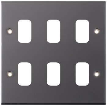 Selectric 7M-Pro GRID360 Black Nickel 6 Gang Faceplate