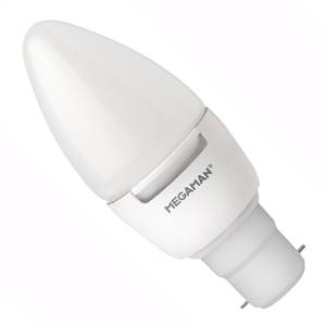LED Candle 7w Ba22d/BC 240v Megaman Opal Warm White Dimmable Light Bulb - 143450 - LC0607dv2