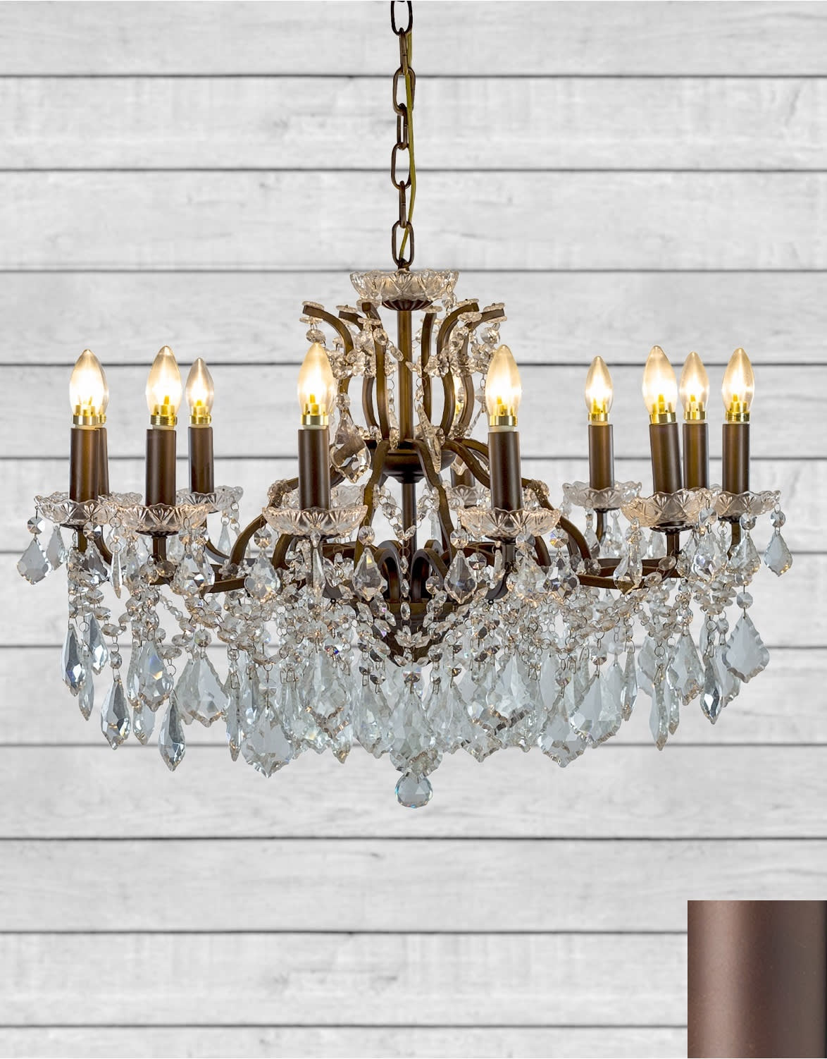 Large 12 Branch Bronze Shallow Chandelier - CH106