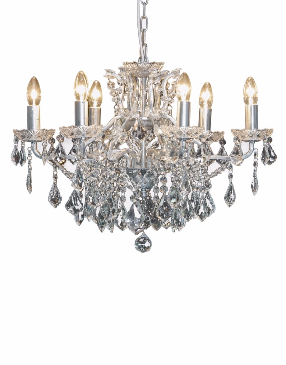 6 Branch Silver Leaf Shallow Chandelier - CH107