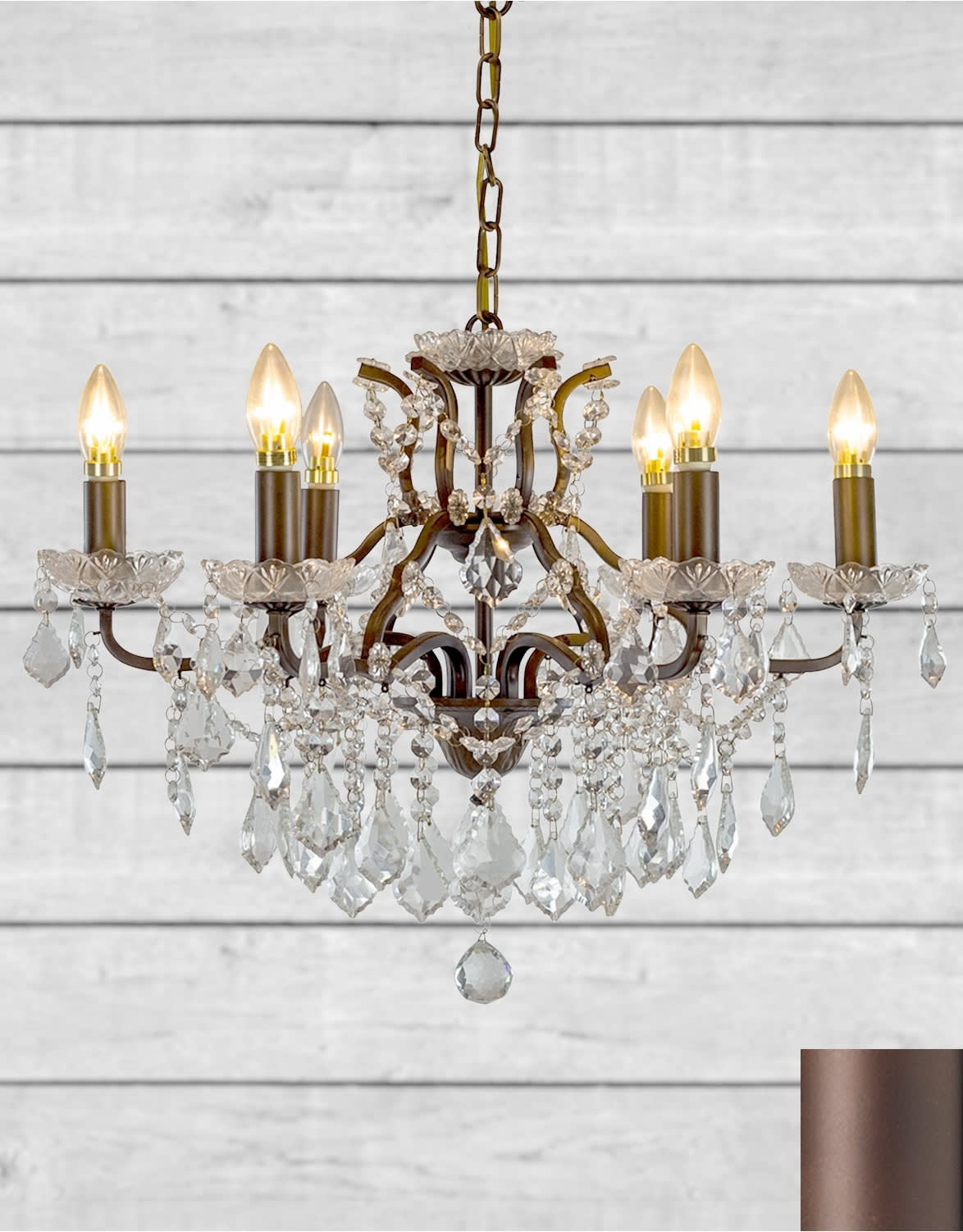 6 Branch Bronze Shallow Chandelier - CH109