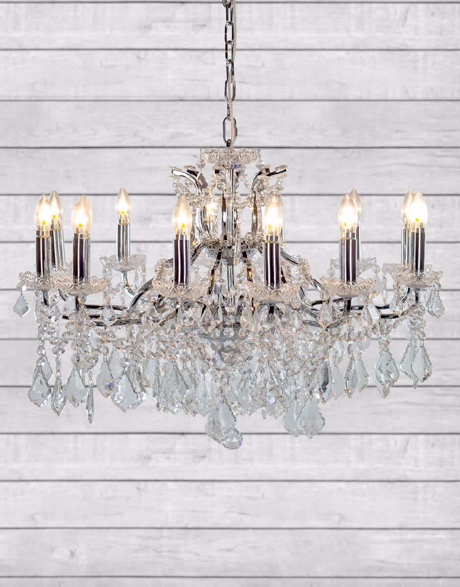 Large 12 Branch Chrome Shallow Chandelier - CH114