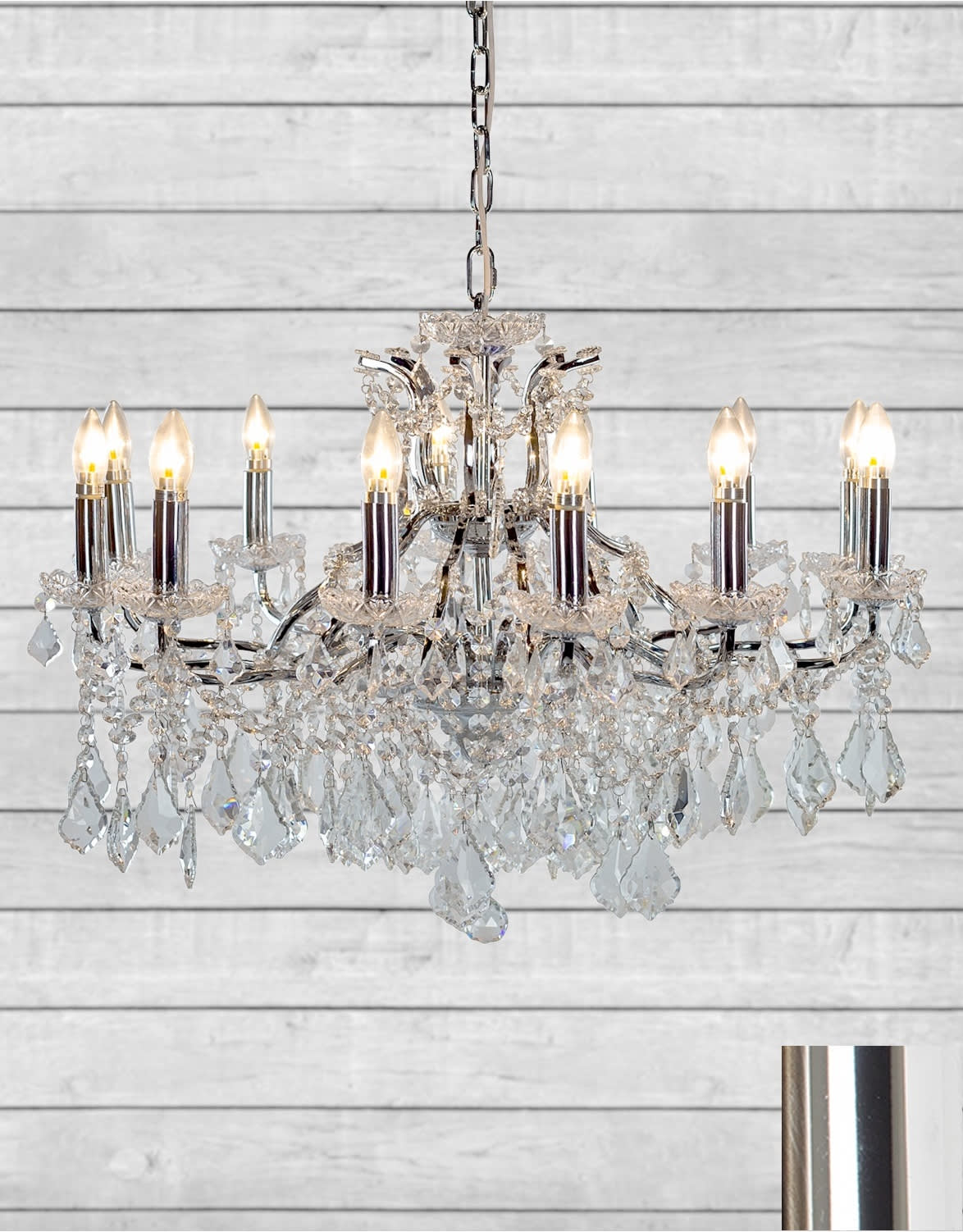 Large 12 Branch Chrome Shallow Chandelier - CH114