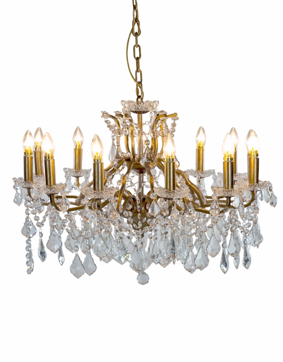 Large 12 Branch Brushed Gold Shallow Chandelier - CH117