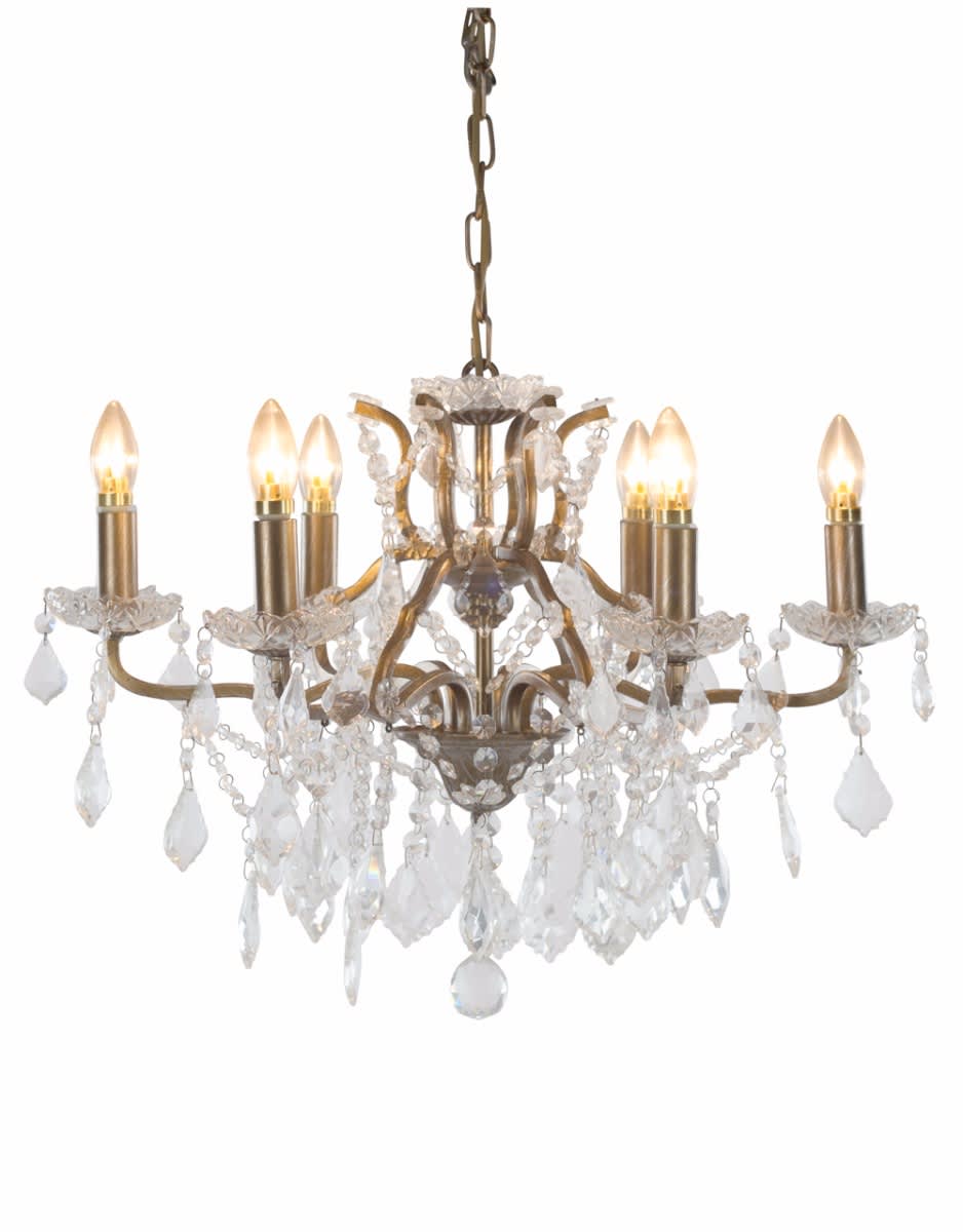 6 Branch Brushed Gold Shallow Chandelier - CH118