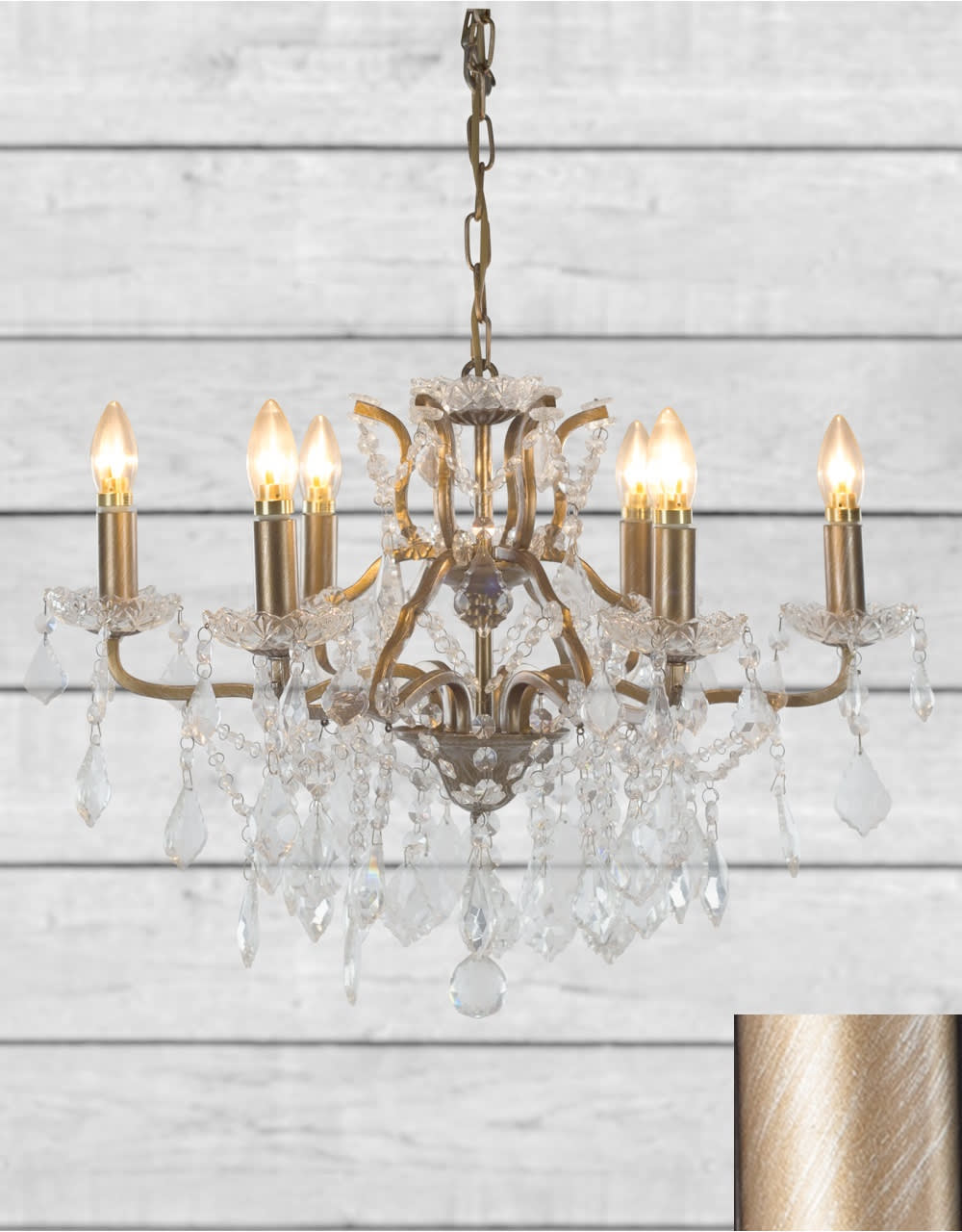 6 Branch Brushed Gold Shallow Chandelier - CH118