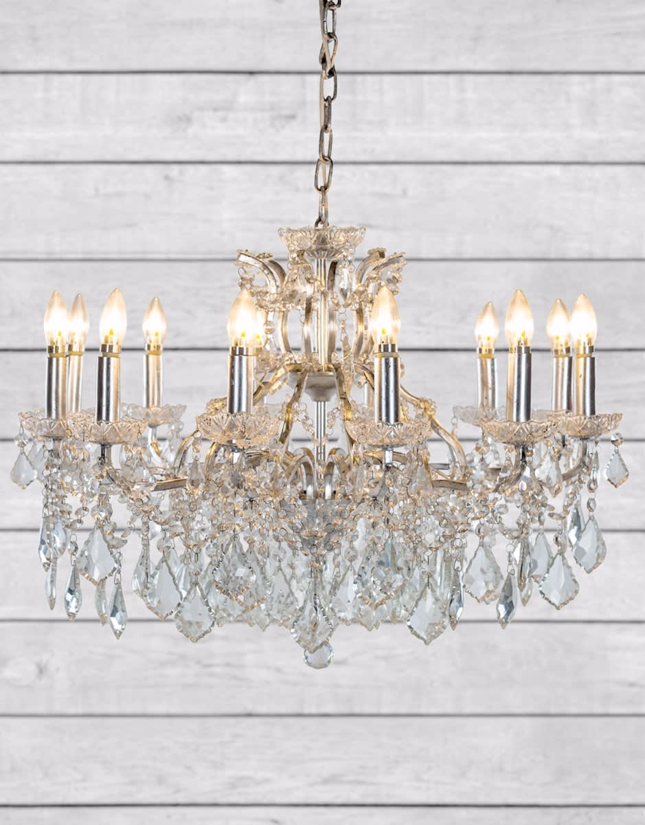 Large 12 Branch Silver Leaf Shallow Chandelier - CH99