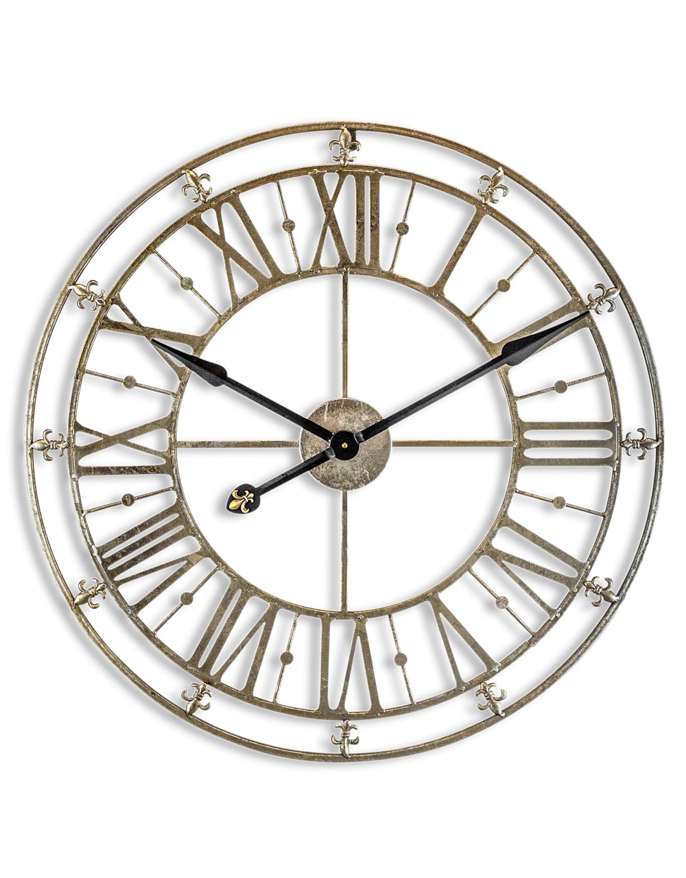Medium Champagne/Silver Iron Skeleton Wall Clock - ET80