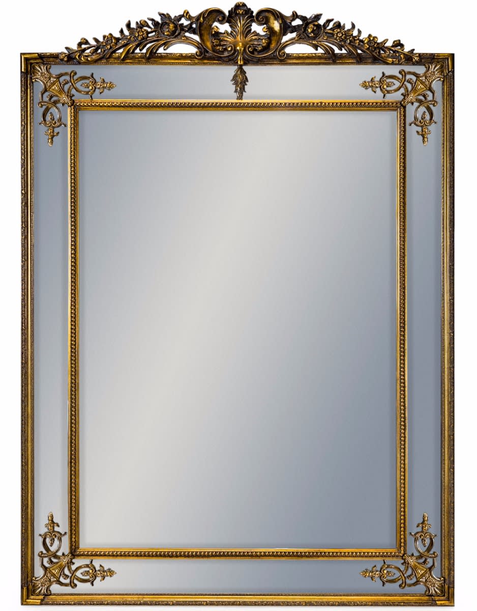 Large Gold French Mirror with Crest - M24