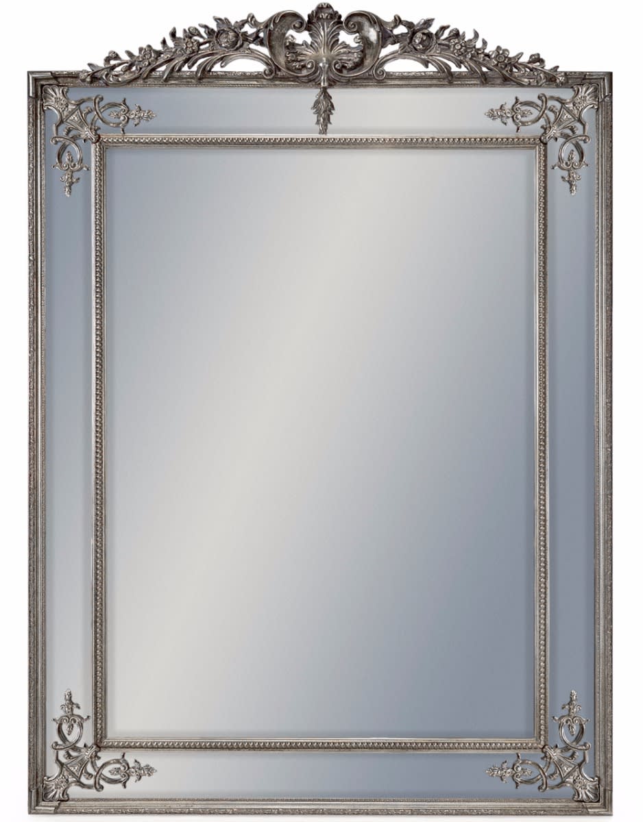 Large Silver French Mirror with Crest - M53