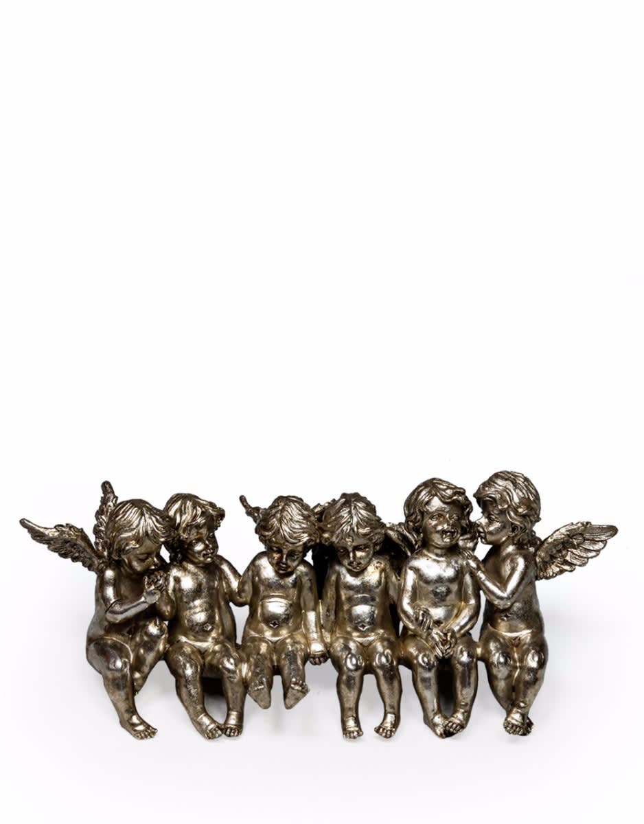 Antique Silver Sitting Row of Cherubs - BA66