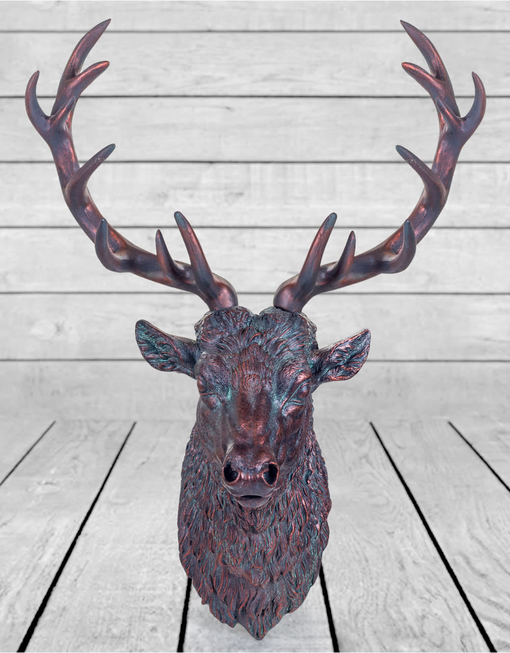 Large Antique Bronze Effect Stag Wall Head - BD36