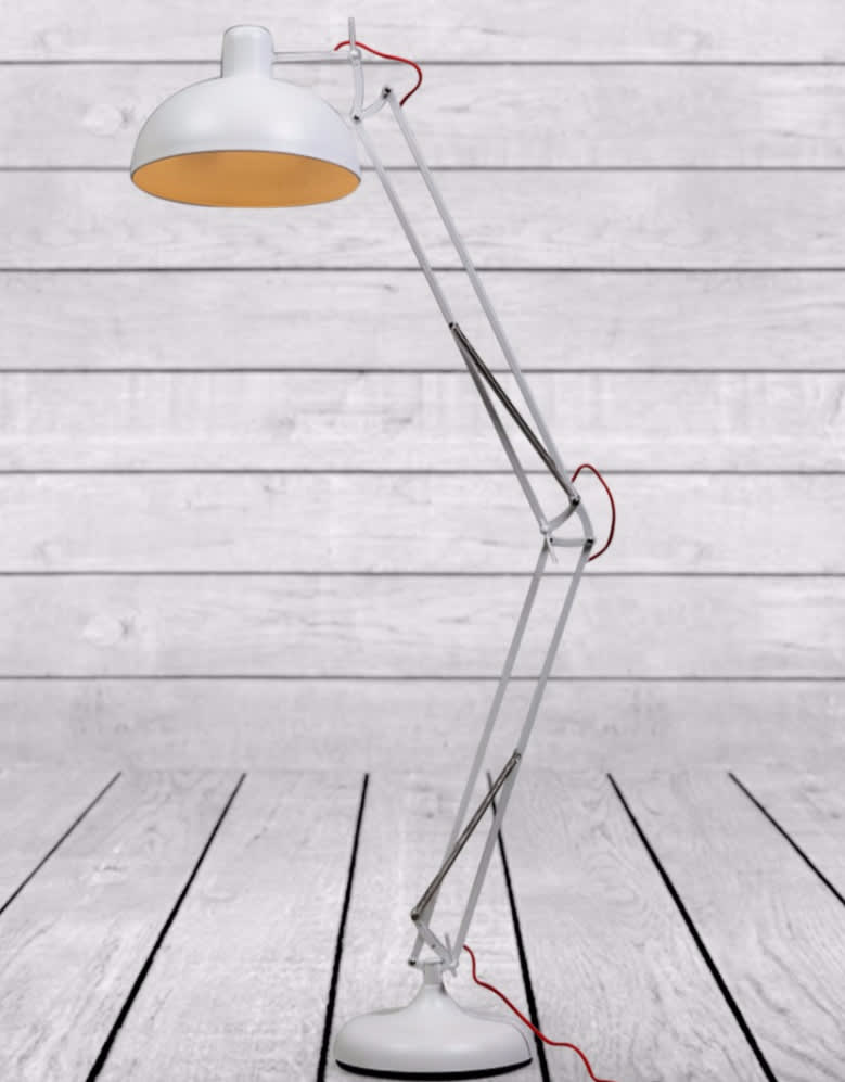 Matt White Extra Large Classic Desk Style Floor Lamp (Red Flex) - CL78