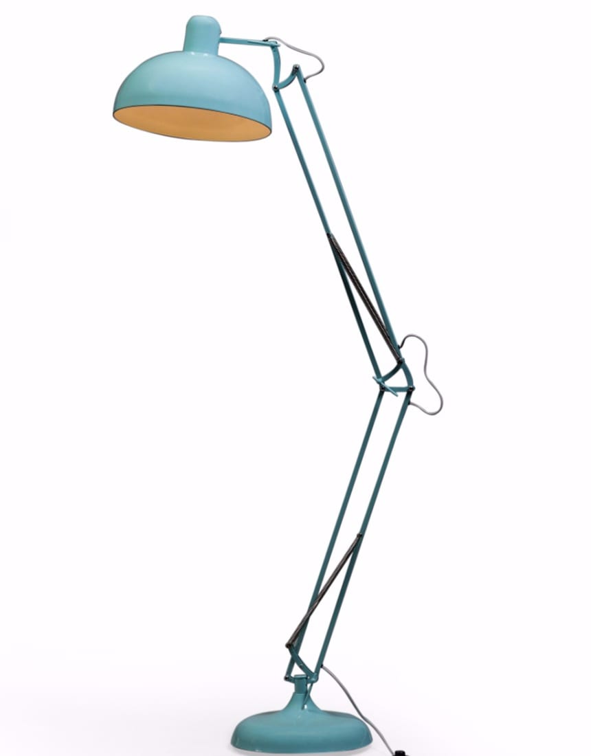 Sky Blue Extra Large Classic Desk Style Floor Lamp (Grey Fabric Flex) - CL79