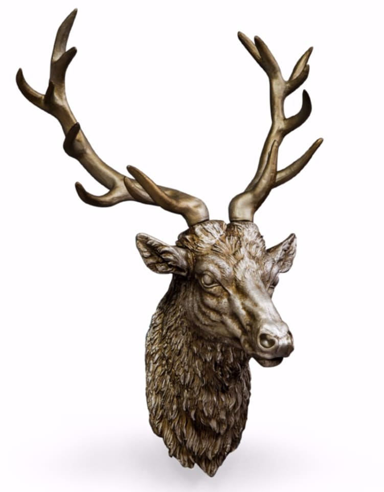 Large Antique Silver Stag Wall Head - BD80