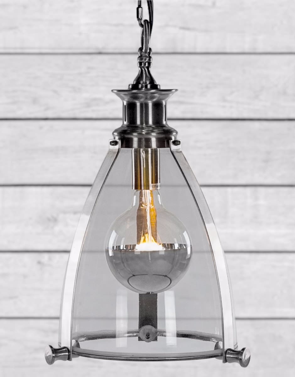 Chrome and Glass Lantern Ceiling Light - PML1