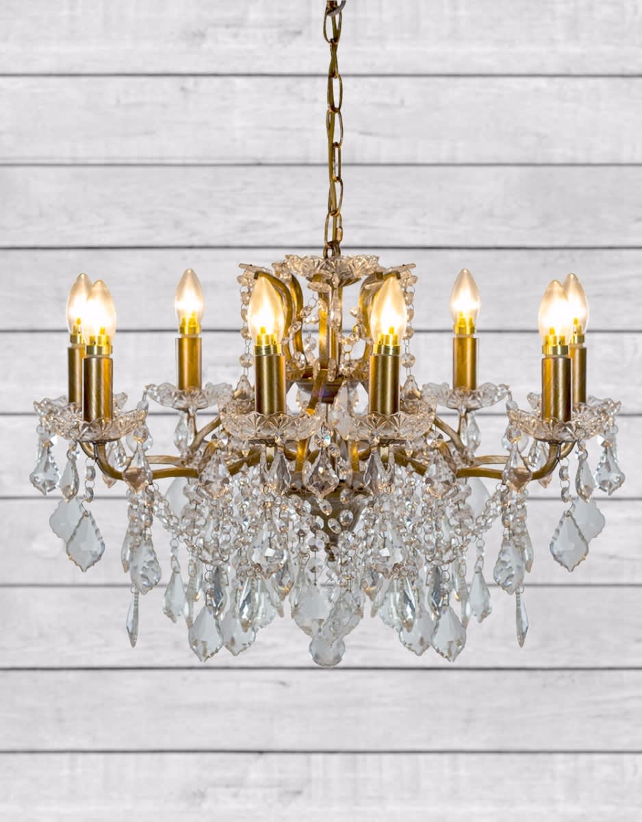 Medium 8 Branch Brushed Gold Shallow Chandelier - CH187