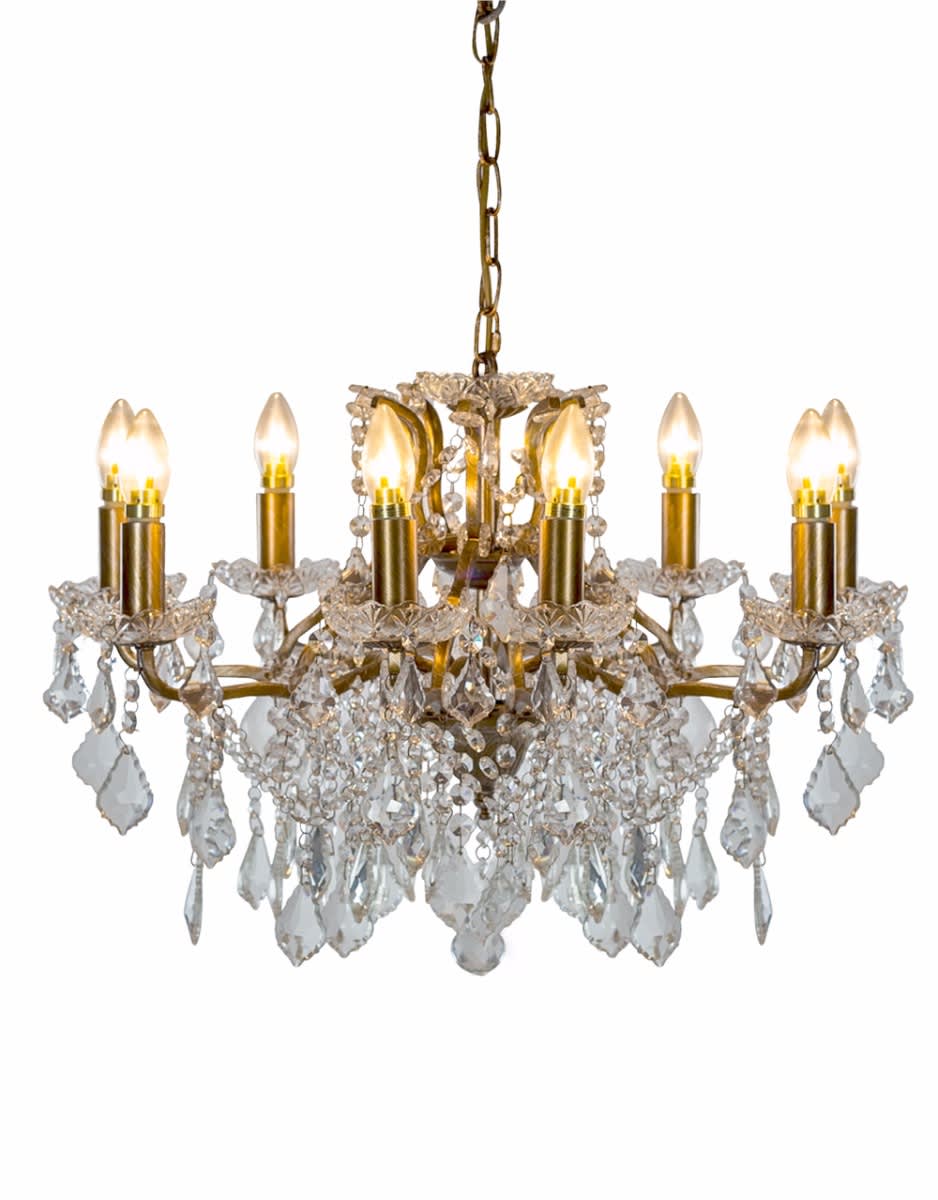 Medium 8 Branch Brushed Gold Shallow Chandelier - CH187