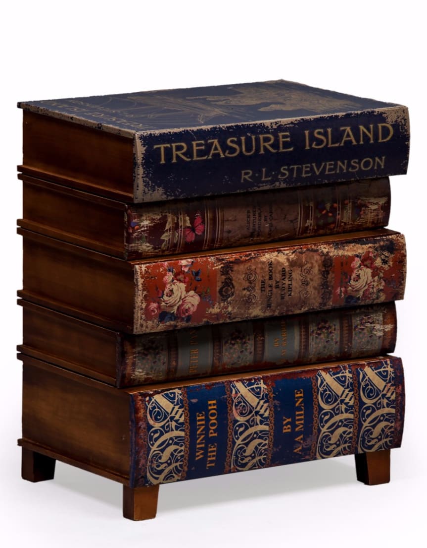 Antiqued Stacked Children's Books Side Cabinet - WB22