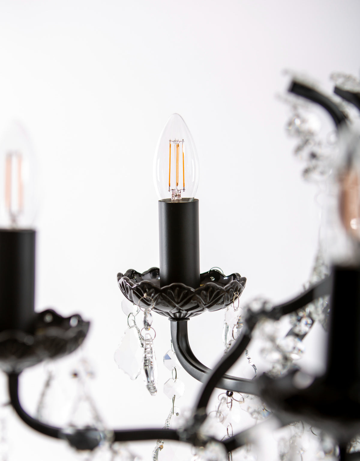6 Branch Matt Black Shallow Chandelier - CH190