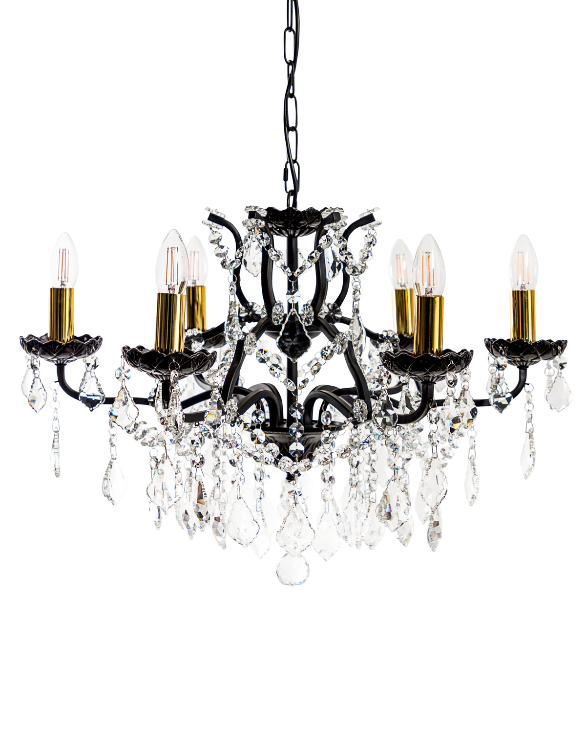 6 Branch Matt Black Shallow Chandelier - CH190