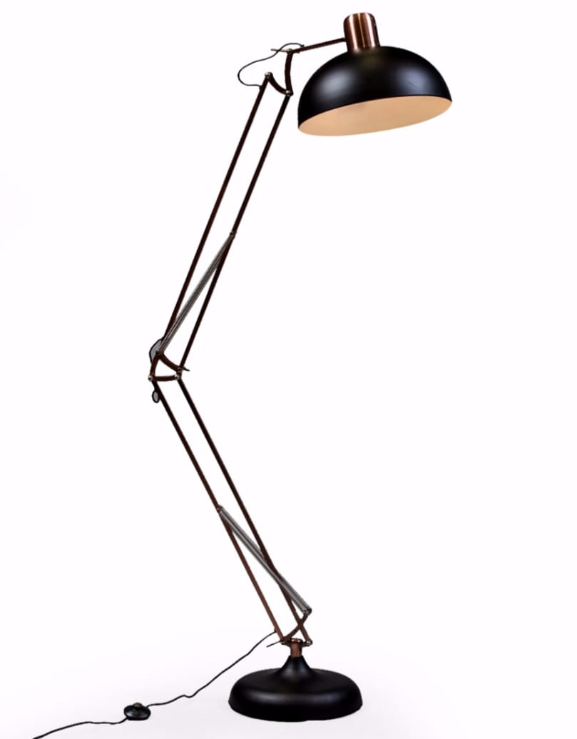 Matt Black/Vintage Copper Arms Extra Large Classic Desk Style Floor Lamp - CL92