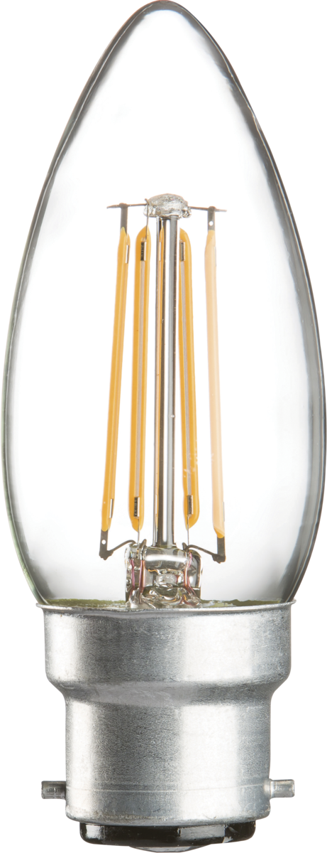 CLD4ABCC 230V 4W LED BC Clear Candle Filament Lamp 2700K Dimmable