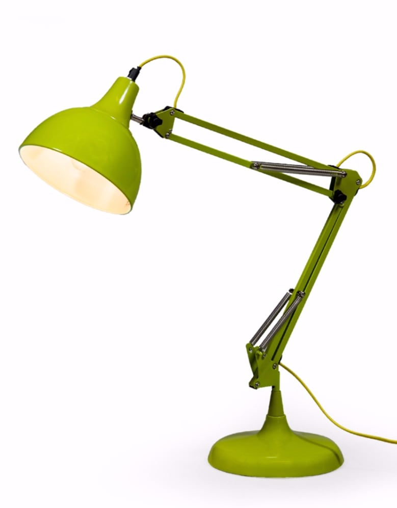 Lime Green Traditional Large Desk Lamp (Yellow Fabric Flex) - CL101