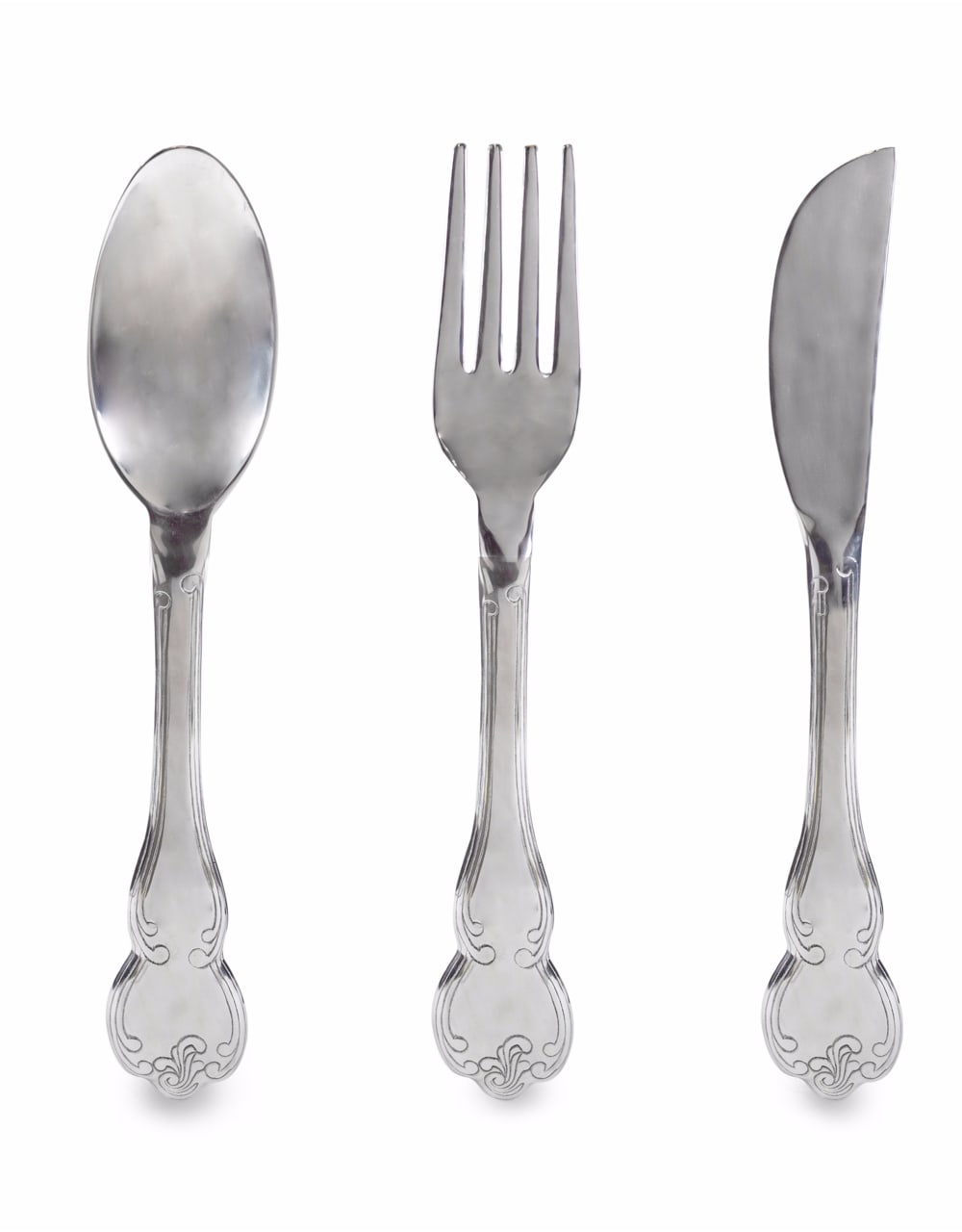 Polished Aluminium Fork, Knife & Spoon Set Wall Hangings - AL107