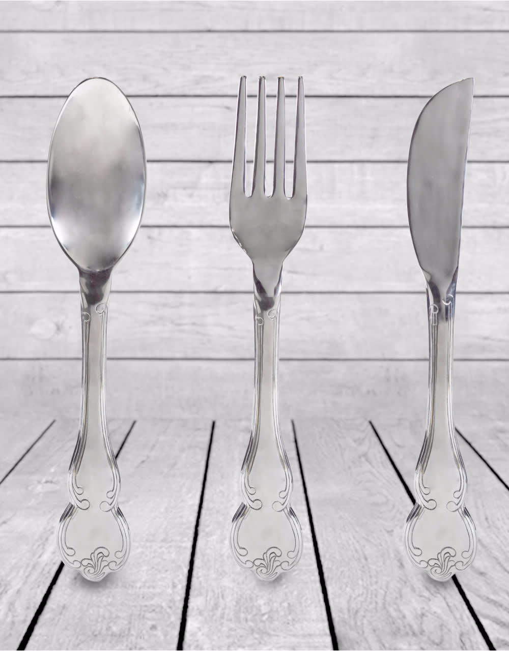 Polished Aluminium Fork, Knife & Spoon Set Wall Hangings - AL107