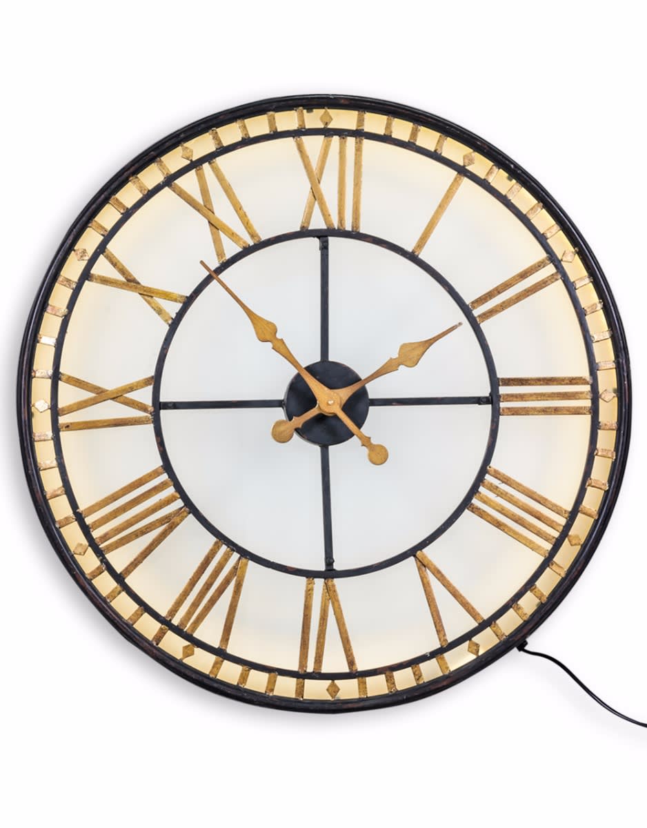 Black and Gold Back Lit Glass "Westminster" Wall Clock - ET254