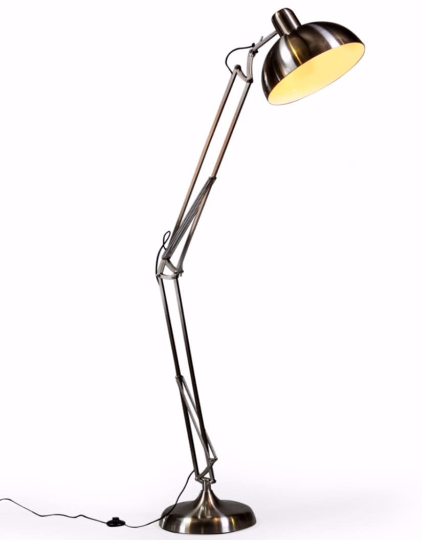 Brushed Steel Extra Large Classic Desk Style Floor Lamp - CL130
