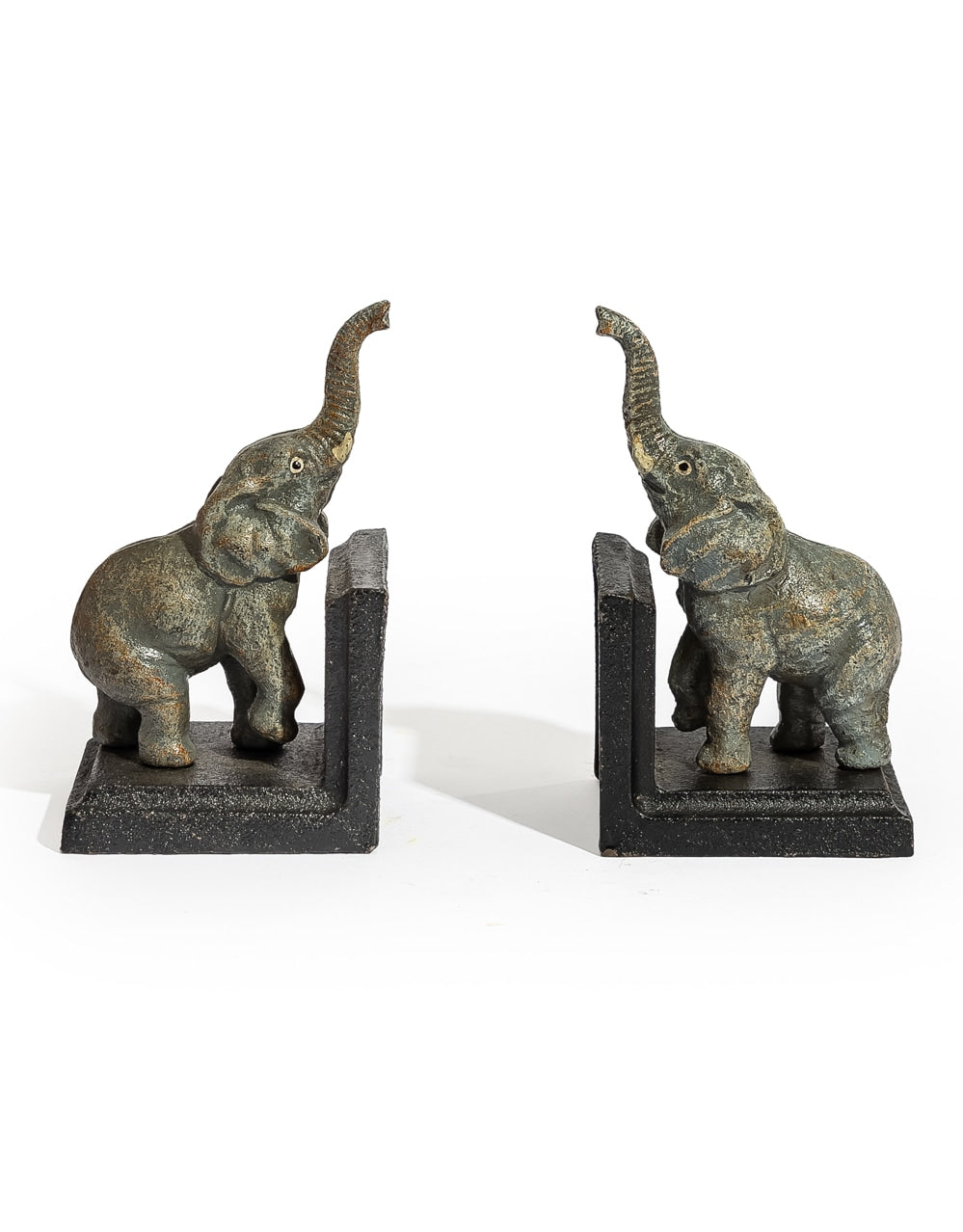 Cast Iron Antiqued Pair of Elephant Bookends - STM43