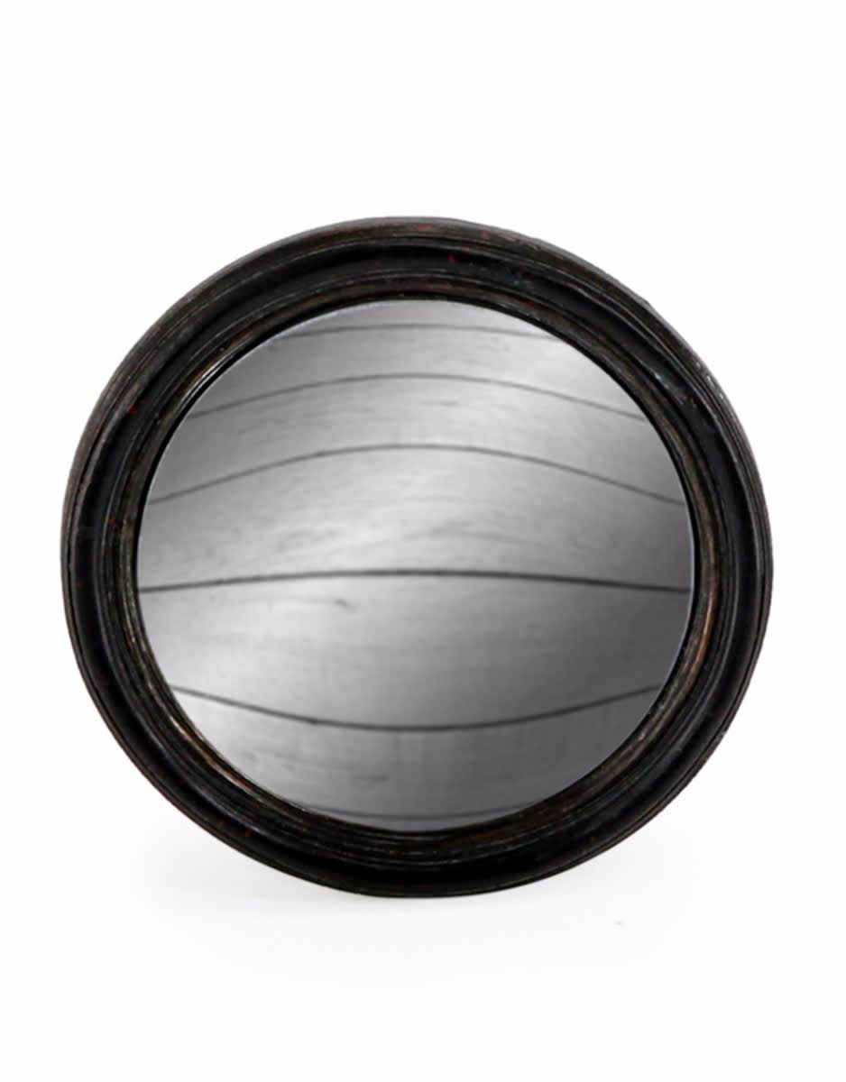 Antiqued Black Thin Framed Small Convex Mirror - MK6
