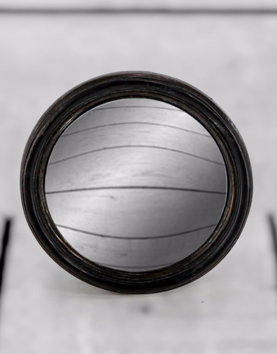 Antiqued Black Thin Framed Small Convex Mirror - MK6