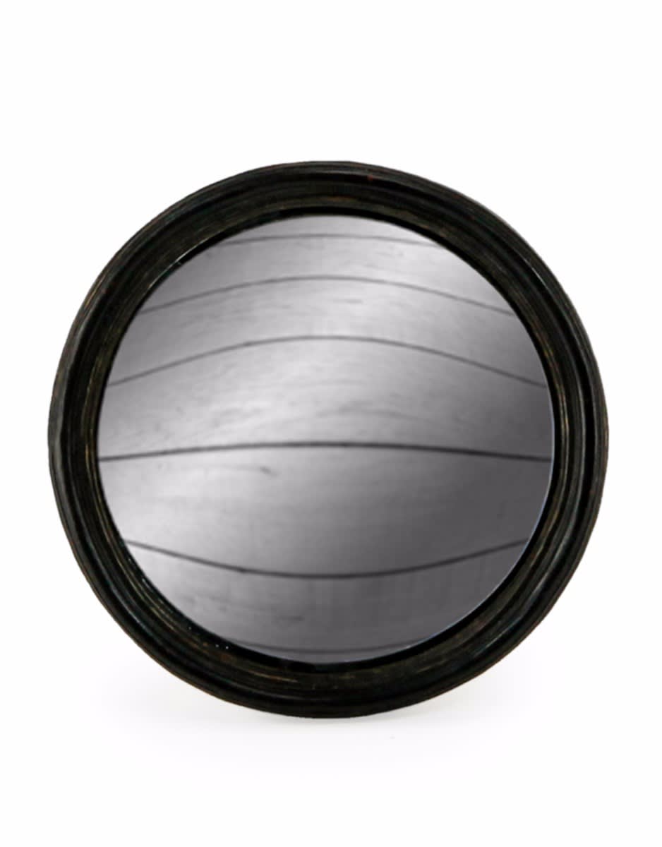 Antiqued Black Thin Framed Medium Convex Mirror - MK7