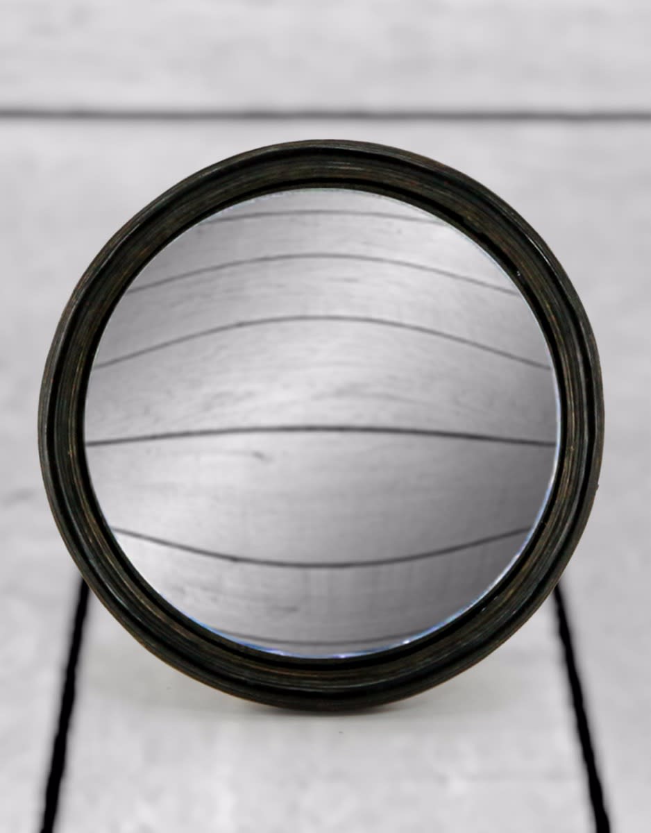 Antiqued Black Thin Framed Large Convex Mirror - MK8
