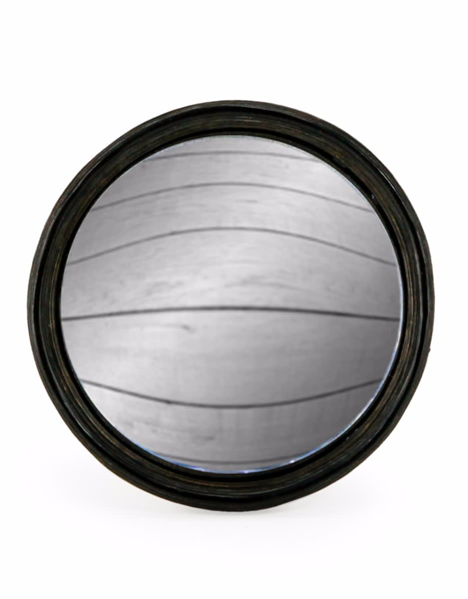 Antiqued Black Thin Framed Large Convex Mirror - MK8