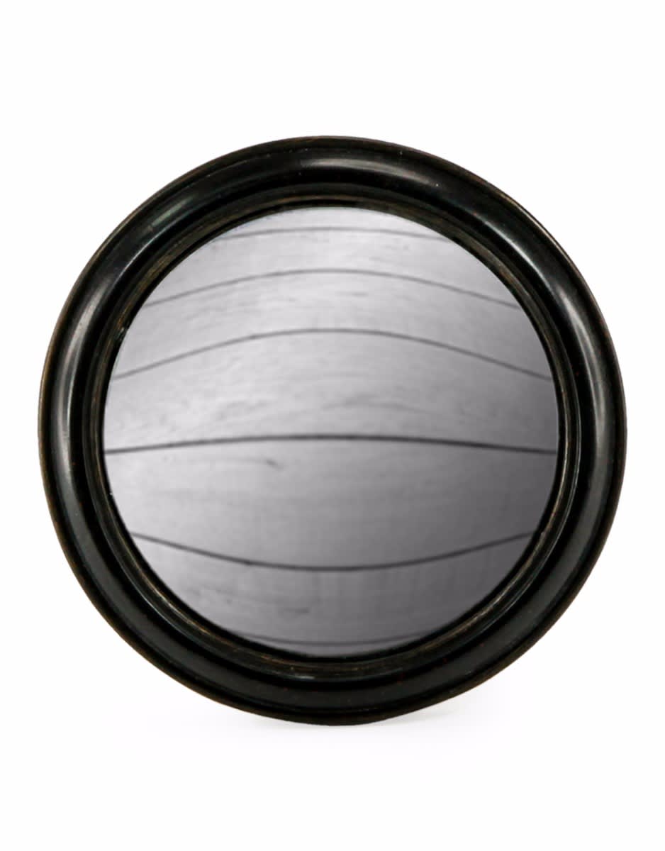 Antiqued Black Rounded Framed Large Convex Mirror - MK11