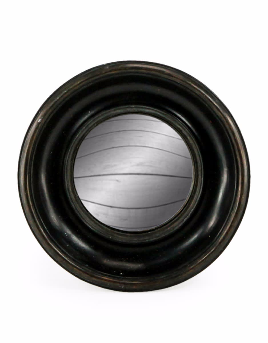 Antiqued Black Deep Framed Small Convex Mirror - MK13