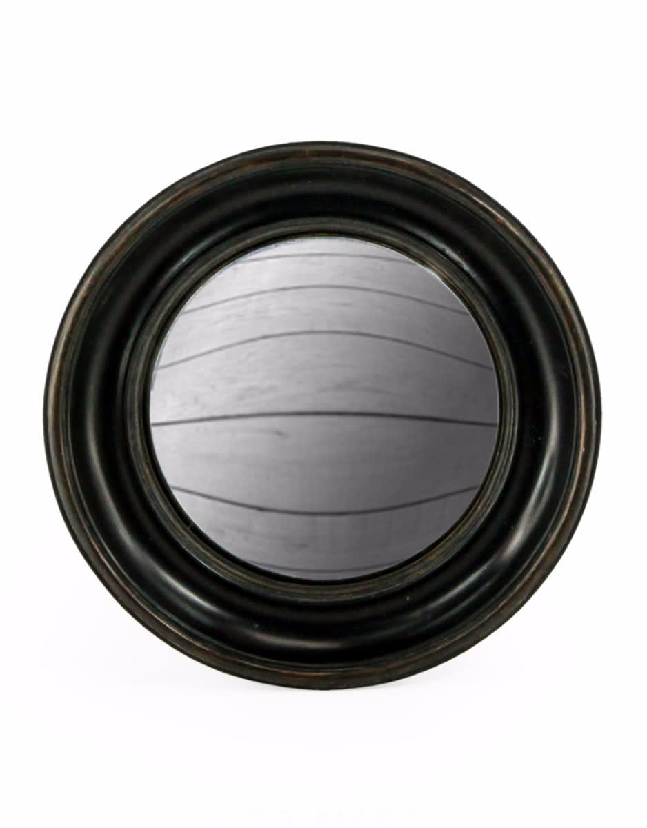 Antiqued Black Deep Framed Large Convex Mirror - MK15