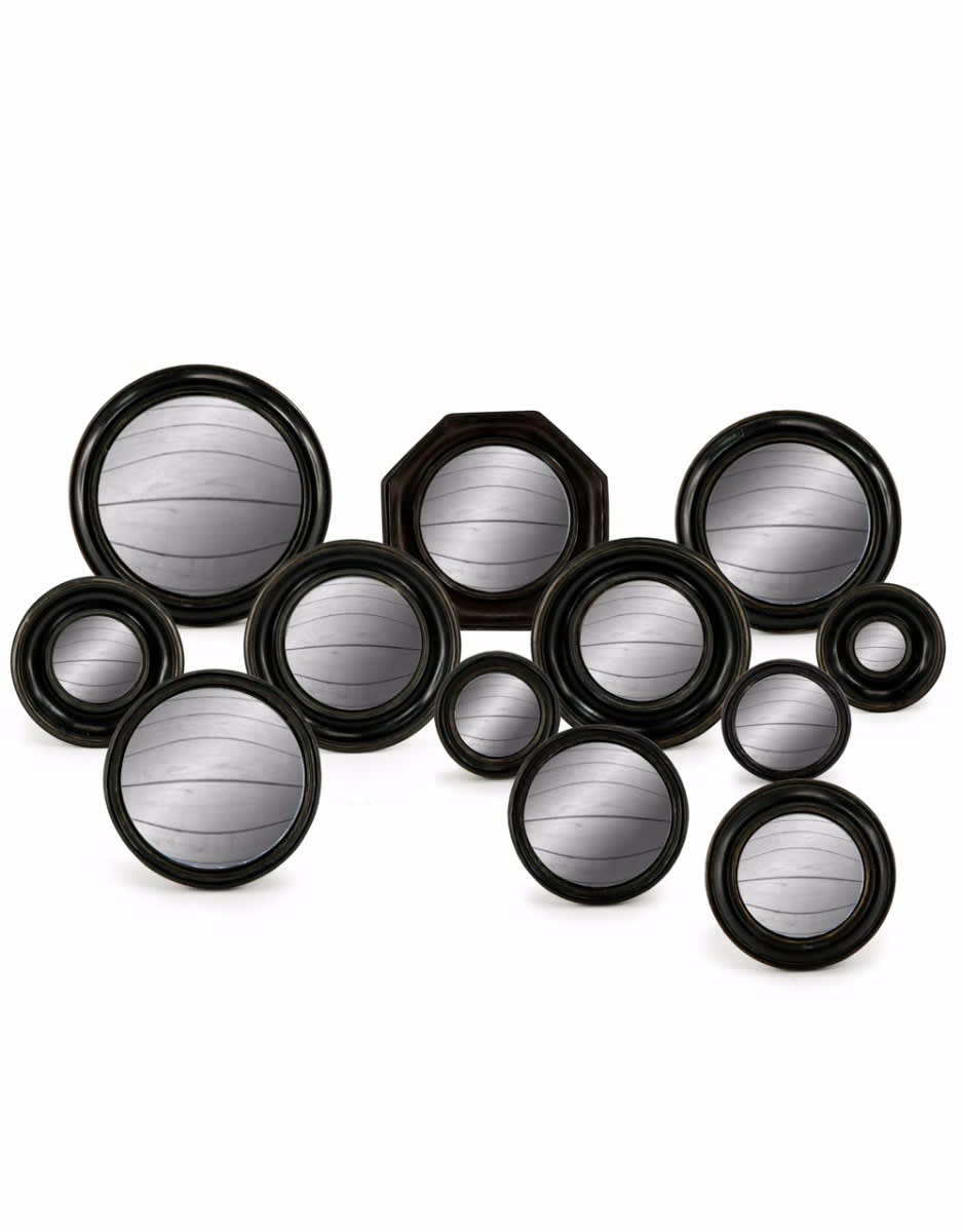 Set of 12 Assorted Black Framed Convex Mirrors (MK4-MK15) - MK24
