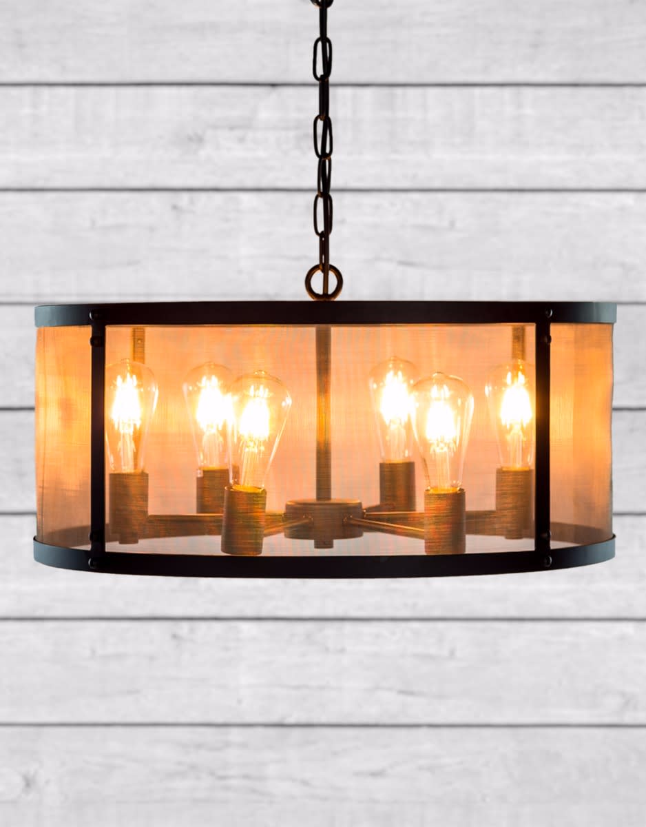 Small Round Black Iron Industrial Chandelier - CH257